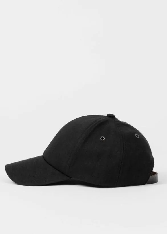 Paul Smith Hats and Gloves Linen Signature Stripe Trim Cap Black 8211 Mens