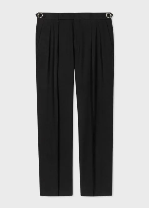 Paul Smith Pants DoublePleat Wool Trousers Black 8211 Mens