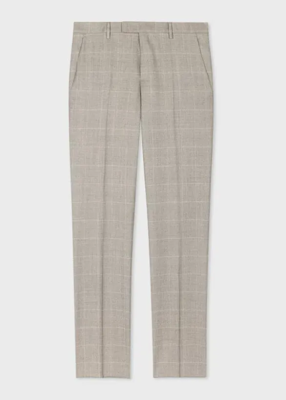 Paul Smith Pants MultiCheck Wool Straight Leg Trousers Grey 8211 Mens