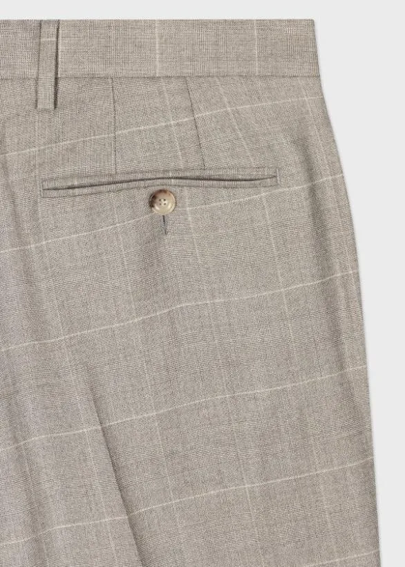 Paul Smith Pants MultiCheck Wool Straight Leg Trousers Grey 8211 Mens