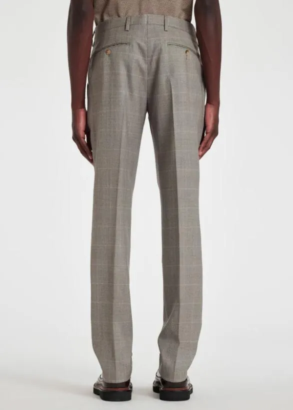 Paul Smith Pants MultiCheck Wool Straight Leg Trousers Grey 8211 Mens