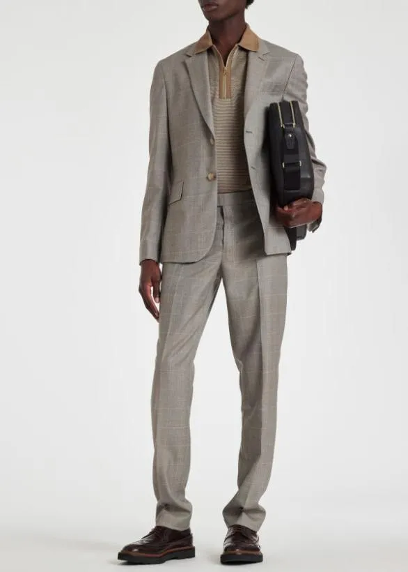 Paul Smith Pants MultiCheck Wool Straight Leg Trousers Grey 8211 Mens