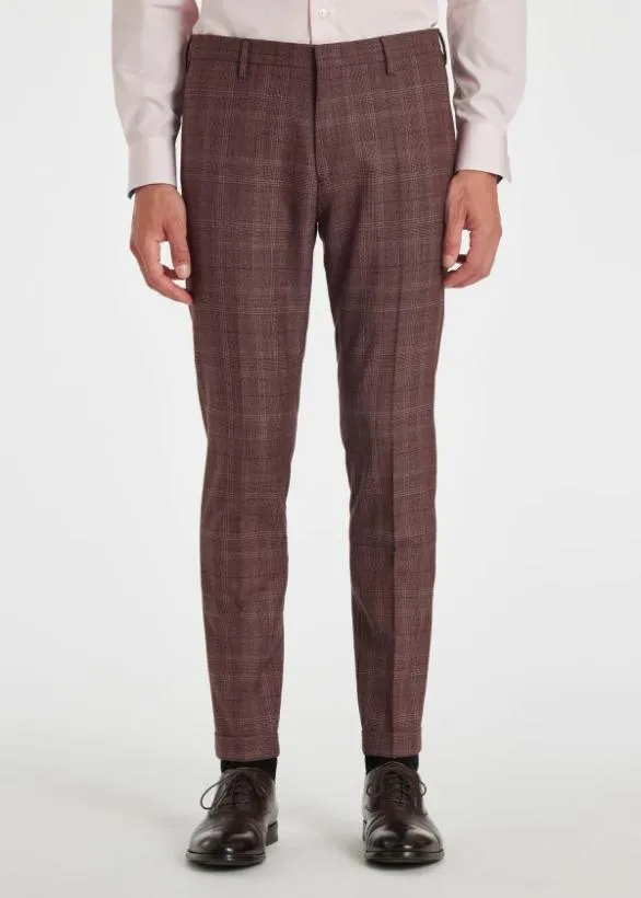 Paul Smith Pants Wool Check Pants Burgundy 8211 Mens