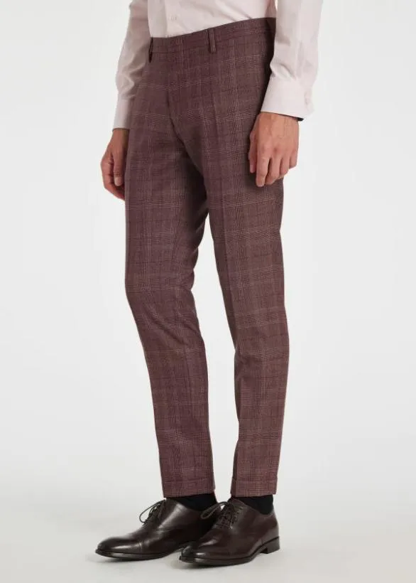 Paul Smith Pants Wool Check Pants Burgundy 8211 Mens