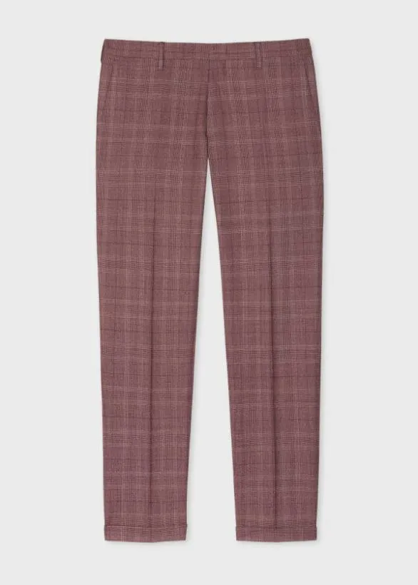 Paul Smith Pants Wool Check Pants Burgundy 8211 Mens