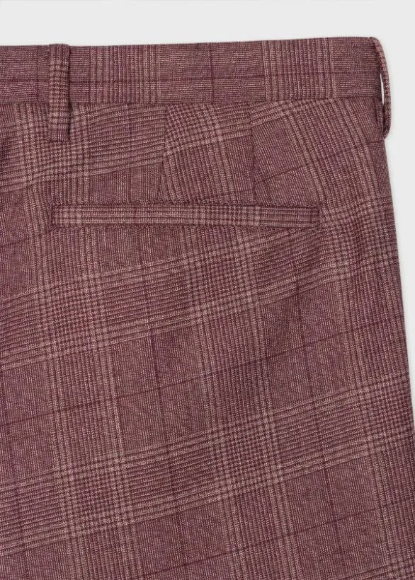 Paul Smith Pants Wool Check Pants Burgundy 8211 Mens