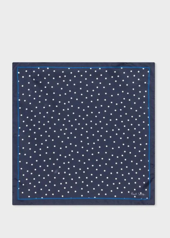 Paul Smith Pocket Squares Polka Dot Silk Pocket Square Navy 8211 Mens