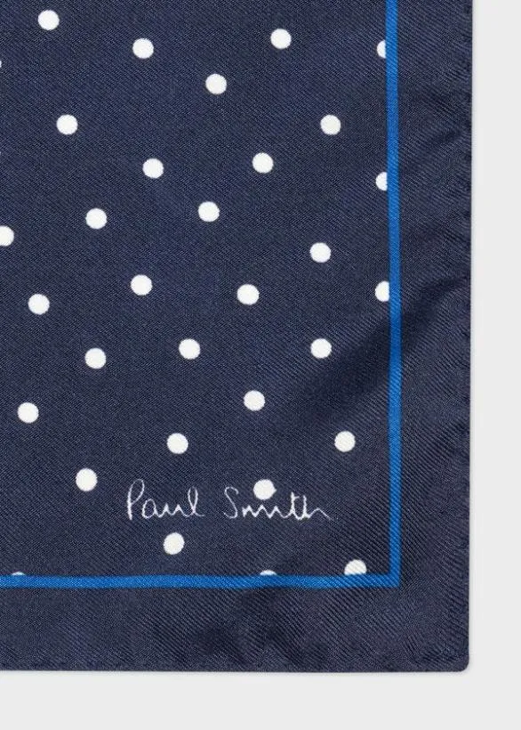 Paul Smith Pocket Squares Polka Dot Silk Pocket Square Navy 8211 Mens