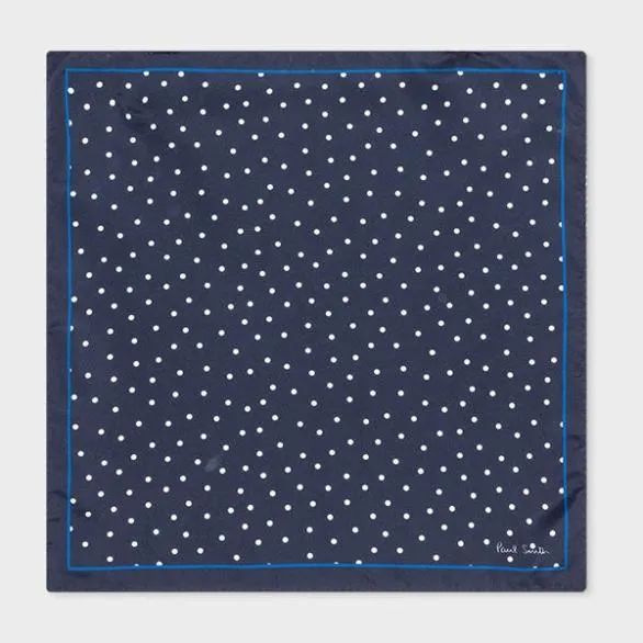 Paul Smith Pocket Squares Polka Dot Silk Pocket Square Navy 8211 Mens