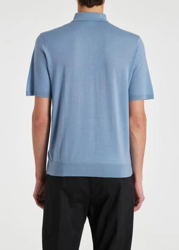 Paul Smith Polo Shirts 039Artist Stripe039 Washable Wool Polo Shirt Light Blue 8211 Mens