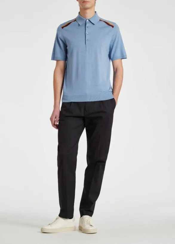 Paul Smith Polo Shirts 039Artist Stripe039 Washable Wool Polo Shirt Light Blue 8211 Mens