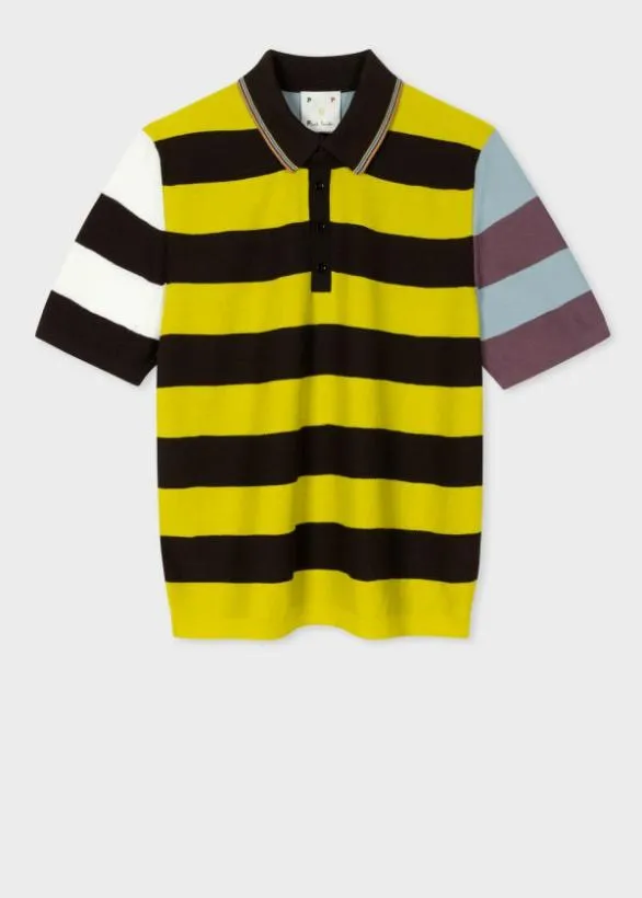 Paul Smith Polo Shirts ColourBlock Stripe Cotton Polo Shirt Multicolour 8211 Mens