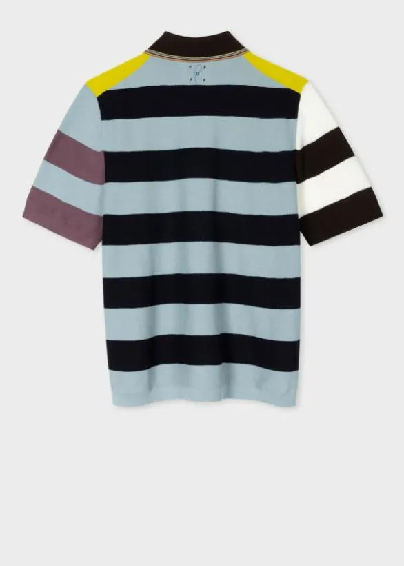 Paul Smith Polo Shirts ColourBlock Stripe Cotton Polo Shirt Multicolour 8211 Mens