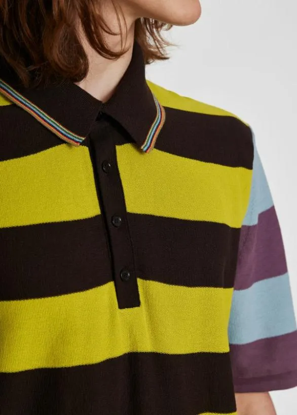 Paul Smith Polo Shirts ColourBlock Stripe Cotton Polo Shirt Multicolour 8211 Mens