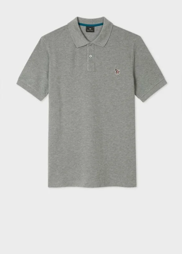 Paul Smith Polo Shirts CottonPiquu00e9 Zebra Polo Shirt Grey Marl 8211 Mens