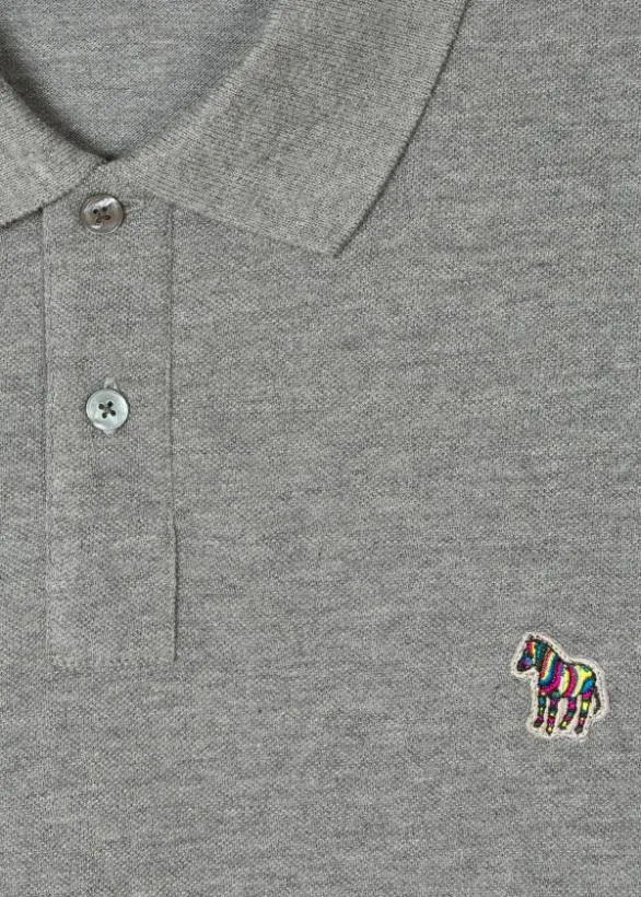 Paul Smith Polo Shirts CottonPiquu00e9 Zebra Polo Shirt Grey Marl 8211 Mens