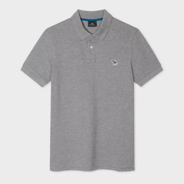 Paul Smith Polo Shirts CottonPiquu00e9 Zebra Polo Shirt Grey Marl 8211 Mens