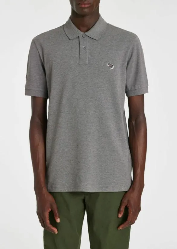 Paul Smith Polo Shirts CottonPiquu00e9 Zebra Polo Shirt Grey Marl 8211 Mens