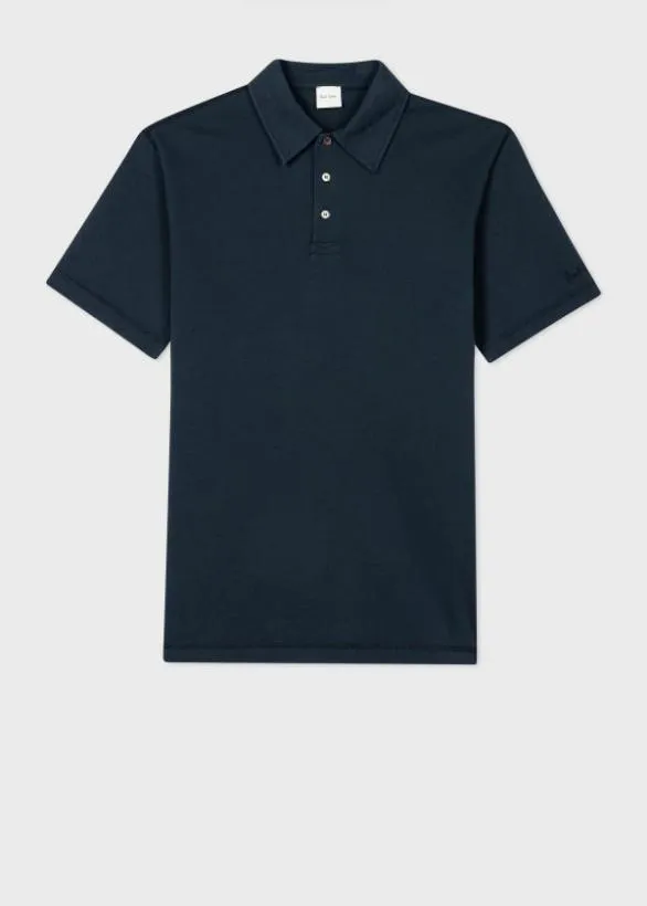 Paul Smith Polo Shirts Organic Cotton Jersey Polo Shirt Navy 8211 Mens