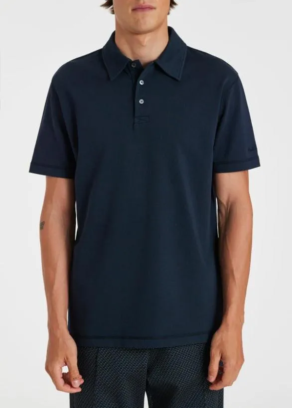 Paul Smith Polo Shirts Organic Cotton Jersey Polo Shirt Navy 8211 Mens