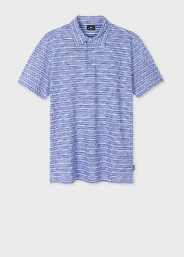 Paul Smith Polo Shirts Stripe Cotton Polo Shirt Blue 8211 Mens