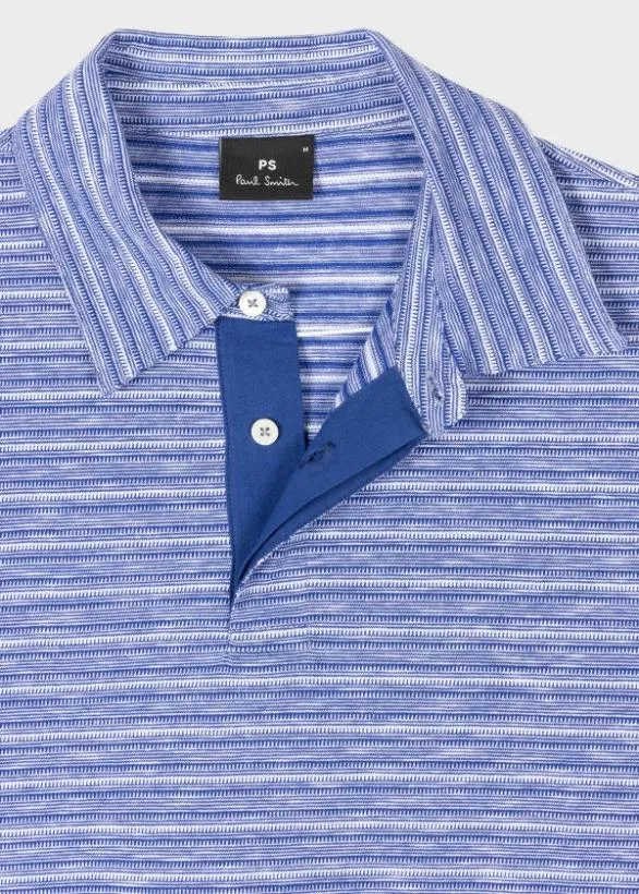 Paul Smith Polo Shirts Stripe Cotton Polo Shirt Blue 8211 Mens