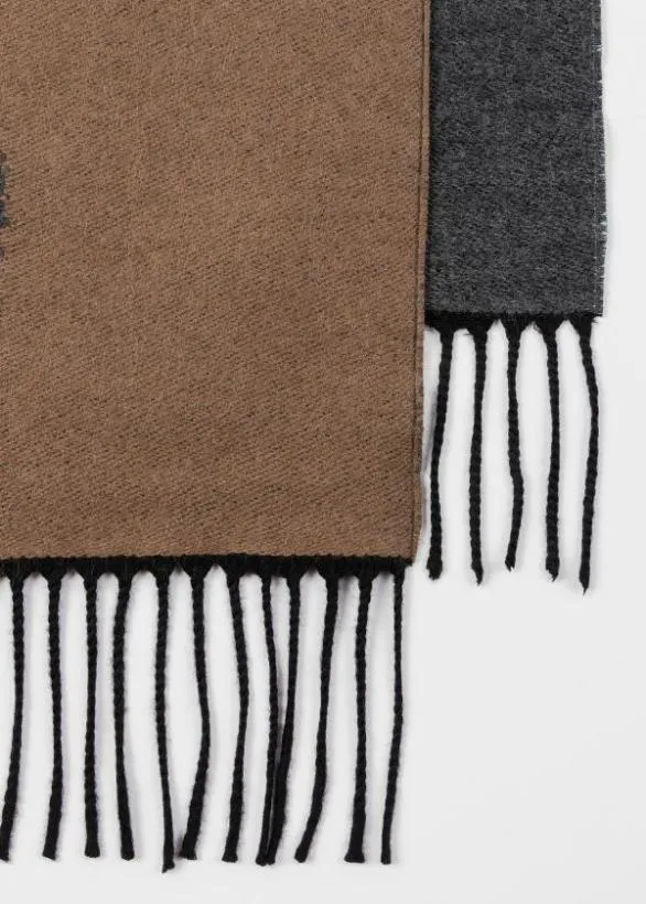 Paul Smith Scarves 039Shadow Logo039 Jacquard WoolBlend Scarf Grey 8211 Mens