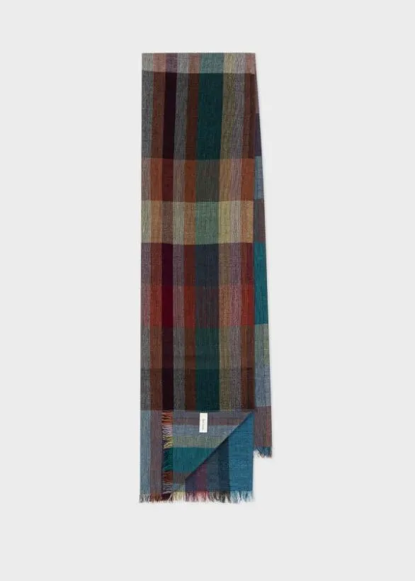 Paul Smith Scarves 039Signature Stripe Check039 Scarf Multicolour 8211 Mens