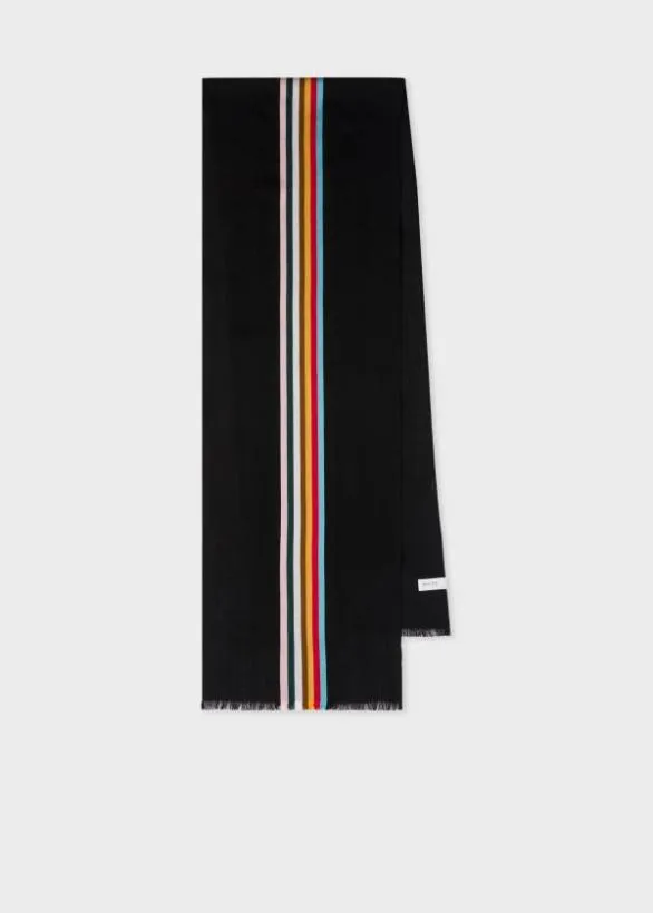Paul Smith Scarves Central Multi Stripe Scarf Black 8211 Mens