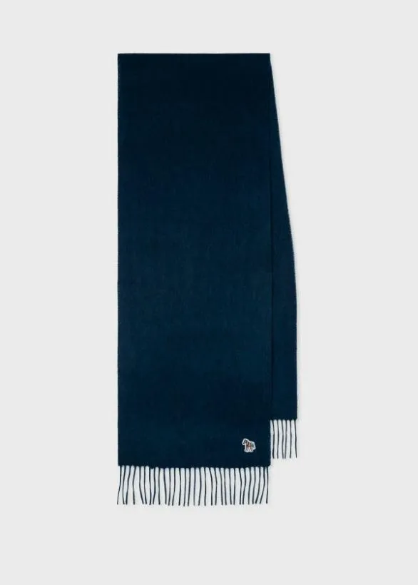 Paul Smith Scarves Lambswool Zebra Scarf Navy 8211 Mens