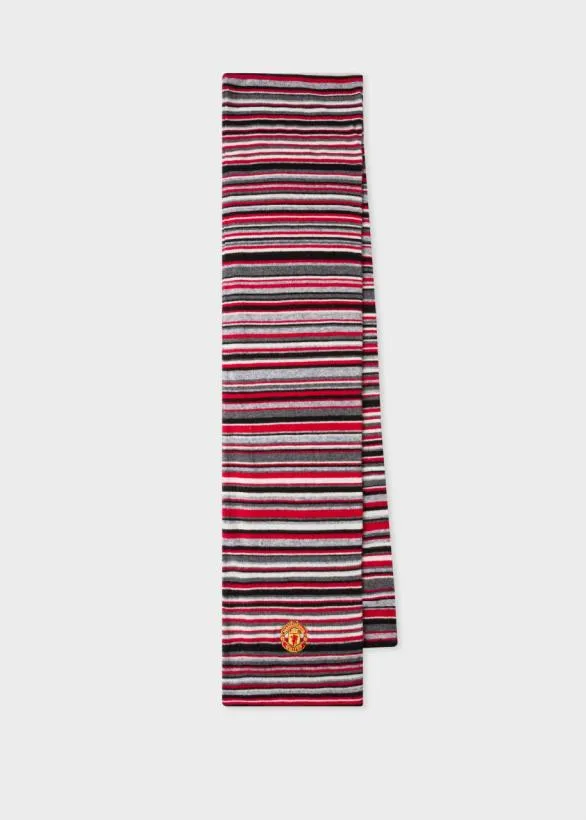 Paul Smith Scarves Paul Smith and Manchester United U2013 Striped WoolCashmere Scarf Red 8211 MensWomens