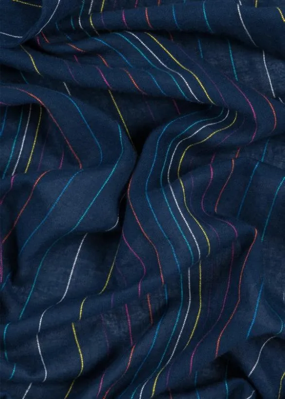 Paul Smith Scarves Stitch Stripe Cotton Scarf Navy 8211 MensWomens