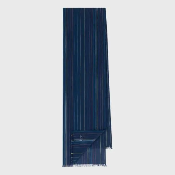 Paul Smith Scarves Stitch Stripe Cotton Scarf Navy 8211 MensWomens
