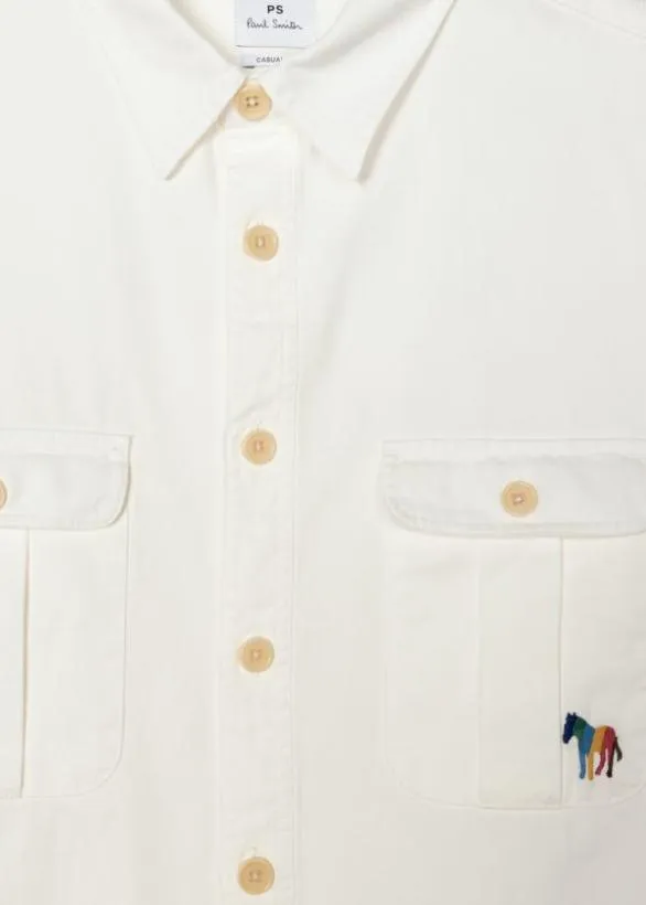 Paul Smith Shirts 039Broad Stripe Zebra039 Overshirt White 8211 Mens