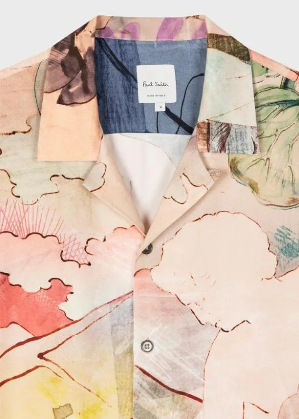 Paul Smith Shirts 039Narcissus039 ShortSleeve Viscose Shirt Multicolour 8211 Mens