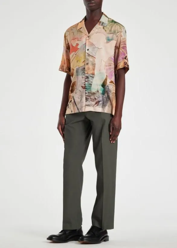 Paul Smith Shirts 039Narcissus039 ShortSleeve Viscose Shirt Multicolour 8211 Mens