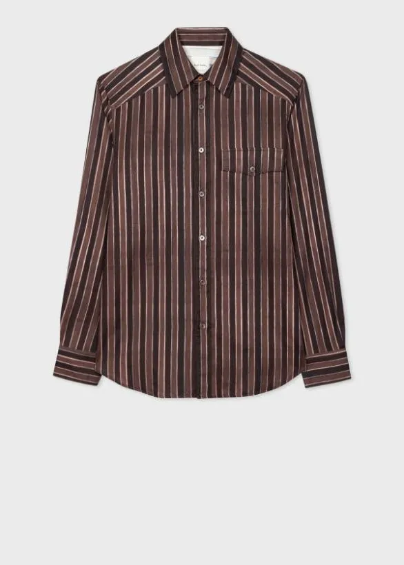 Paul Smith Shirts 039Painted Stripe039 Shirt Brown 8211 Mens