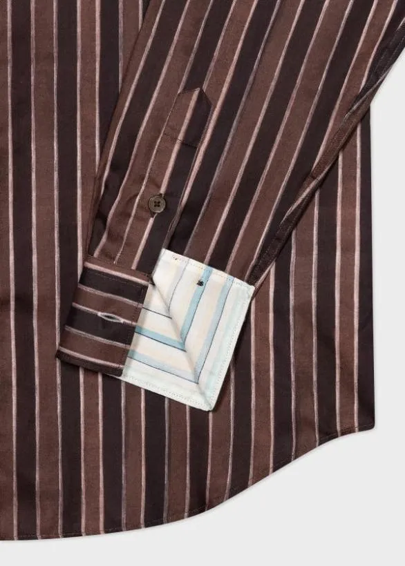 Paul Smith Shirts 039Painted Stripe039 Shirt Brown 8211 Mens