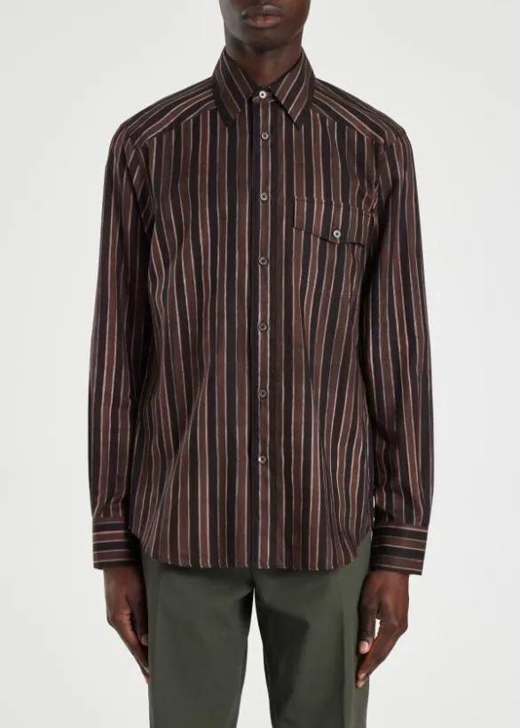 Paul Smith Shirts 039Painted Stripe039 Shirt Brown 8211 Mens