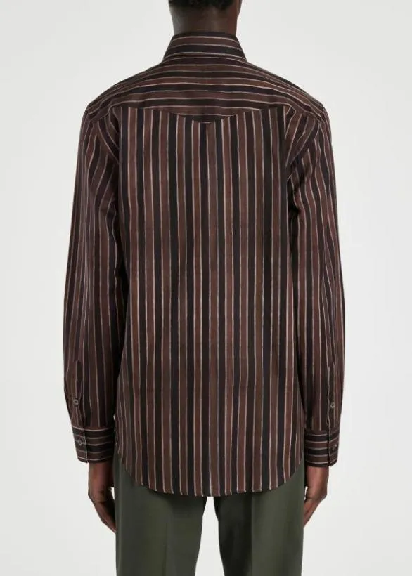 Paul Smith Shirts 039Painted Stripe039 Shirt Brown 8211 Mens