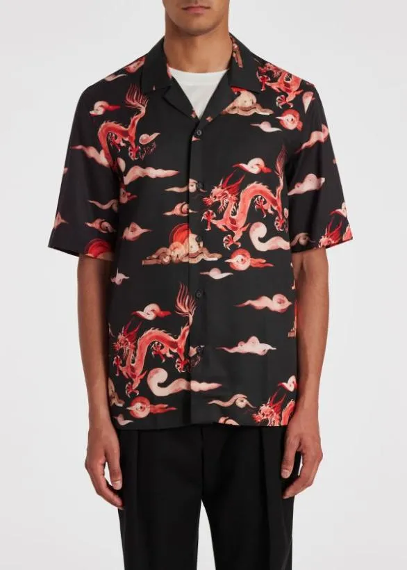 Paul Smith Shirts 039Year Of The Dragon039 ShortSleeve Lyocell Shirt Black 8211 Mens Paul Smith Shirts 039Year Of The Dragon039 ShortSleeve Lyocell Shirt Black 8211 Mens
