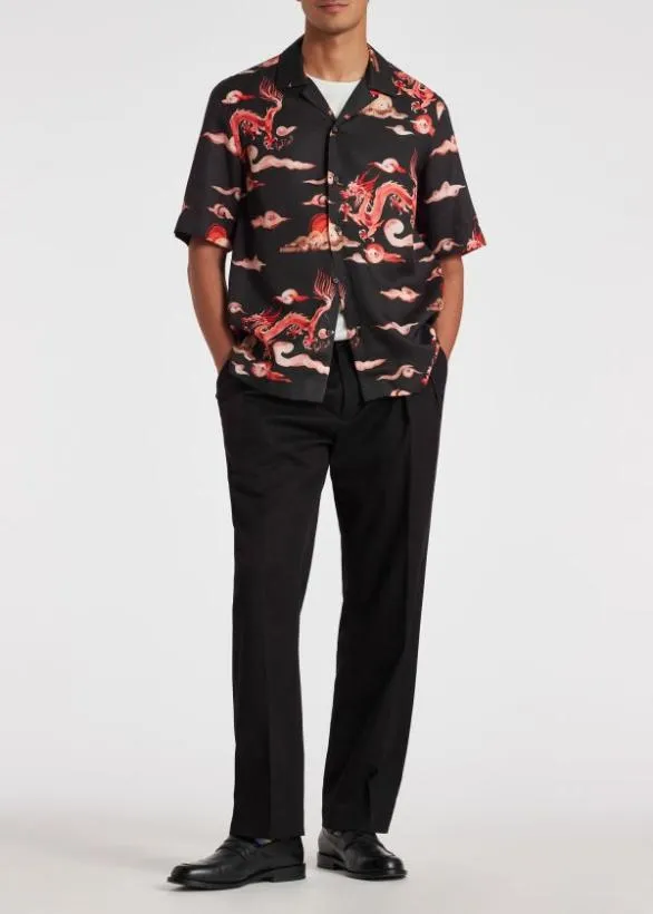Paul Smith Shirts 039Year Of The Dragon039 ShortSleeve Lyocell Shirt Black 8211 Mens