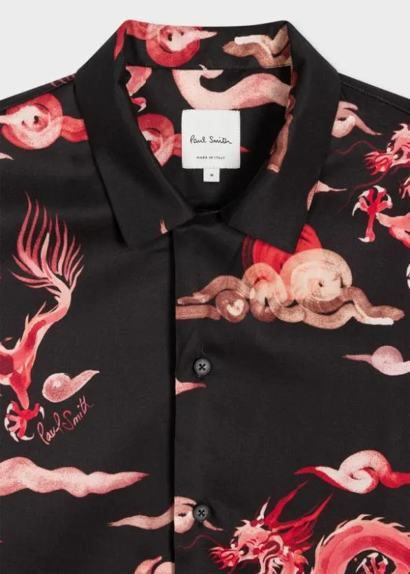 Paul Smith Shirts 039Year Of The Dragon039 ShortSleeve Lyocell Shirt Black 8211 Mens