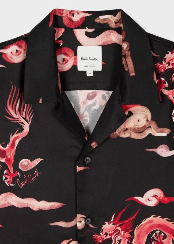 Paul Smith Shirts 039Year Of The Dragon039 ShortSleeve Lyocell Shirt Black 8211 Mens