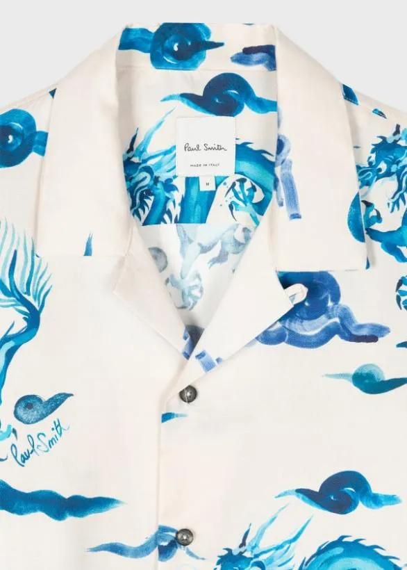 Paul Smith Shirts 039Year Of The Dragon039 ShortSleeve Lyocell Shirt White 8211 Mens
