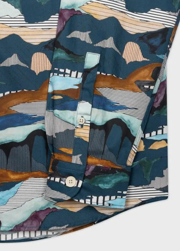 Paul Smith Shirts Cotton 039Plains039 Print Shirt Blue 8211 Mens