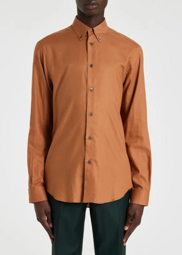 Paul Smith Shirts CottonLyocell Flannel Shirt Brown 8211 Mens