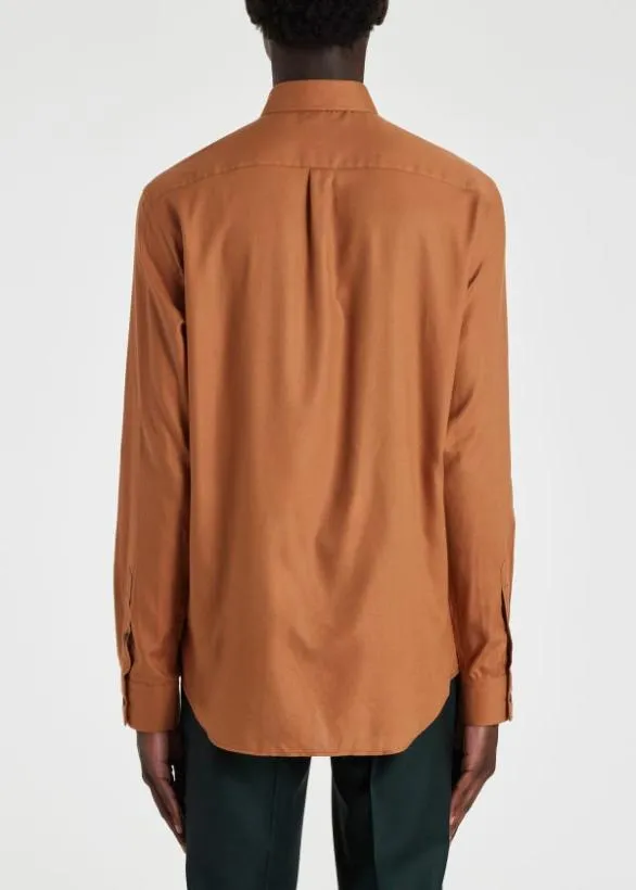 Paul Smith Shirts CottonLyocell Flannel Shirt Brown 8211 Mens