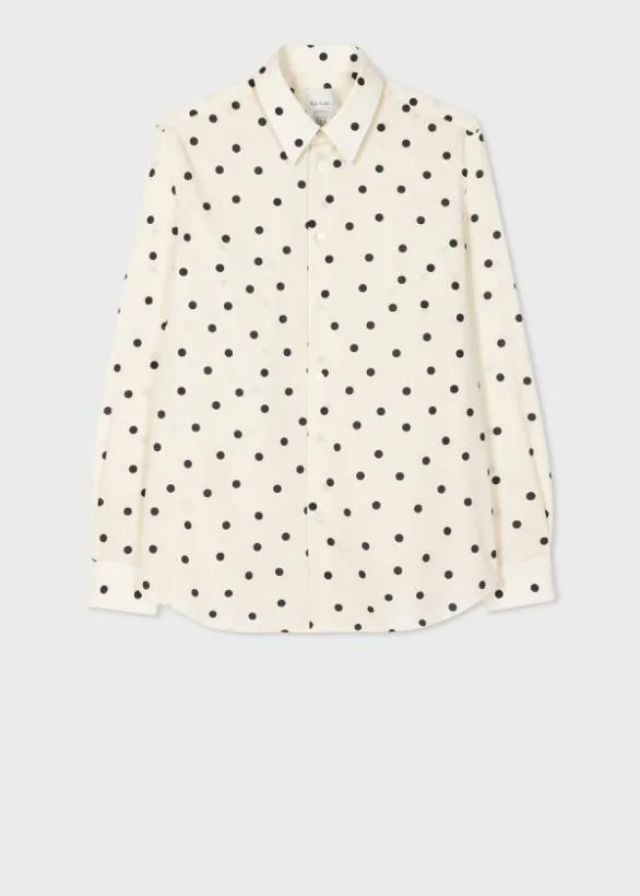 Paul Smith Shirts Cotton Polka Dot Shirt Cream 8211 Mens
