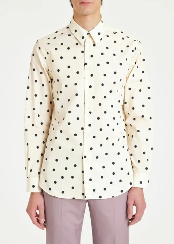 Paul Smith Shirts Cotton Polka Dot Shirt Cream 8211 Mens